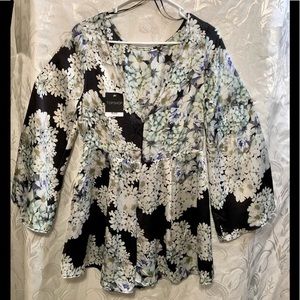 TopShop Long Sleeve Blue White Polyester Romper